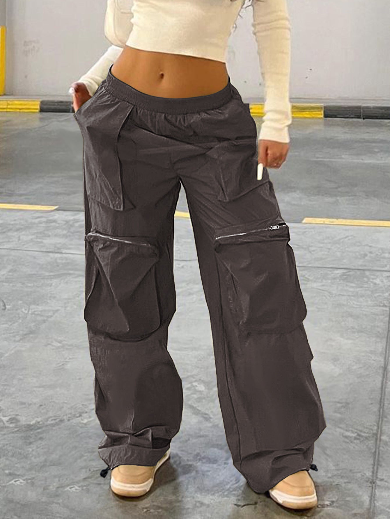 Loose Street Workwear Low Waist Trousers - Bellarte Enchanté Loose Street Workwear Low Waist Trousers